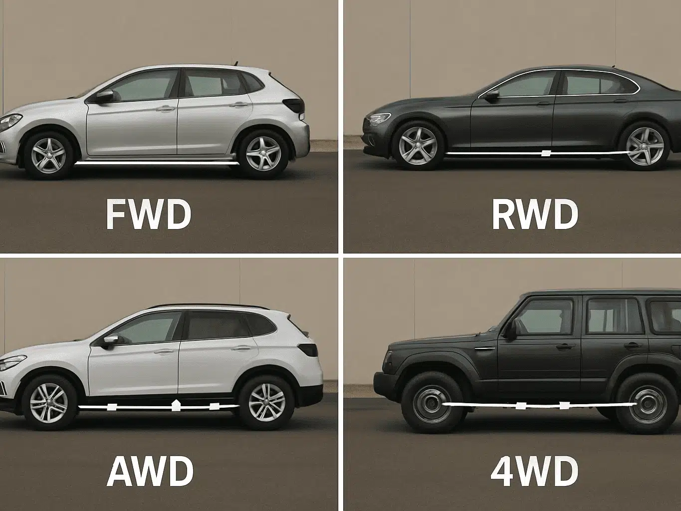 Sistem penggerak roda: Perbedaa FWD, RWD, dan AWD/4WD